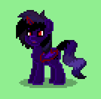Size: 202x198 | Tagged: safe, derpibooru import, oc, oc:midnight abyss (alicorn), unofficial characters only, pony, pony town, ancient history, anomaly, corrupted, dark magic, dark skin, evil, flowy tail, horn, magic, mystical, pixel art, red eyes, resurrection, sprite, taboo, tartarus, villainous, wings