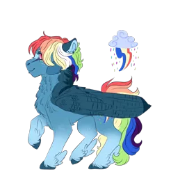 Size: 1120x1139 | Tagged: artist:kiwigoat-art, derpibooru import, pegasus, rainbow dash, redesign, safe, simple background, solo, transparent background