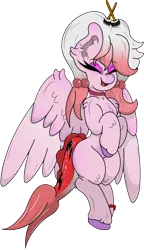 Size: 1858x3227 | Tagged: safe, artist:lunarcipher1, derpibooru import, oc, unofficial characters only, merpony, pony, collar, eyes closed, female, fish tail, food, happy, jewelry, pigtails, simple background, solo, sushi, transparent background, wings