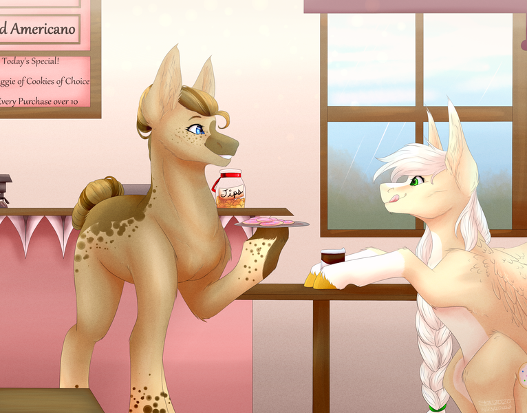 Size: 3500x2743 | Tagged: safe, artist:amcirken, derpibooru import, oc, oc:hot cocoa, oc:sugar cookie, unofficial characters only, pony, female, high res, mare