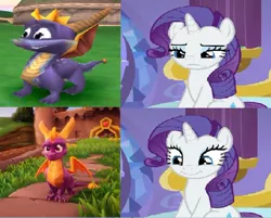 Size: 640x515 | Tagged: safe, derpibooru import, edit, edited screencap, screencap, rarity, pony, unicorn, dragon dropped, barely pony related, exploitable meme, meme, obligatory pony, spyro reignited trilogy, spyro the dragon, wrong aspect ratio