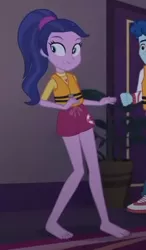 Size: 226x388 | Tagged: safe, derpibooru import, screencap, baewatch, curly winds, some blue guy, equestria girls, equestria girls series, spring breakdown, spoiler:eqg series (season 2), barefoot, cropped, feet, legs, lifeguard, lifejacket, solo focus