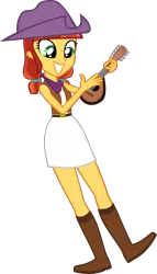 Size: 2521x4408 | Tagged: safe, artist:ironm17, derpibooru import, jade spade, equestria girls, boots, clothes, equestria girls-ified, high res, mandolin, musical instrument, shoes, simple background, skirt, solo, transparent background, vector, vest