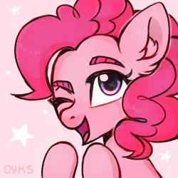 Size: 1000x1000 | Tagged: safe, artist:oyks, derpibooru import, pinkie pie, earth pony, pony, bust, cute, diapinkes, ear fluff, female, icon, mare, one eye closed, open mouth, portrait, solo