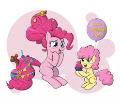 Size: 1400x1200 | Tagged: safe, artist:mew-me, derpibooru import, li'l cheese, pinkie pie, earth pony, the last problem, balloon, colt, cute, diapinkes, female, male, mama pinkie, mare, mother and child, mother and son, mother's day, older, older pinkie pie