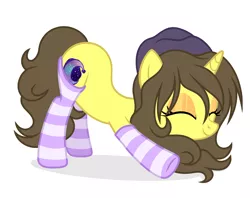 Size: 2250x1783 | Tagged: safe, artist:rioshi, artist:sparkling_light, artist:starshade, derpibooru import, oc, oc:astral flare, unofficial characters only, pony, unicorn, beanie, clothes, cute, eyes closed, hat, simple background, socks, solo, stretching, striped socks, transparent background