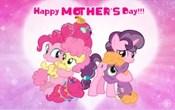 Size: 4600x2899 | Tagged: safe, artist:andoanimalia, derpibooru import, li'l cheese, little mac, pinkie pie, sugar belle, earth pony, pony, unicorn, the last problem, female, foal, holding a pony, hug, male, mother and child, mother and daughter, mother and son, mother's day, older, older pinkie pie, older sugar belle