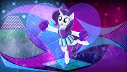 Size: 3840x2160 | Tagged: safe, artist:cyanlightning, artist:laszlvfx, derpibooru import, edit, rarity, pony, unicorn, cheerleader rarity, cute, raribetes, solo, wallpaper, wallpaper edit