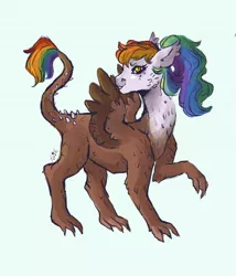 Size: 1280x1498 | Tagged: artist:venti-star, derpibooru import, dragon, hippogriff, interspecies offspring, magical lesbian spawn, oc, oc:rainbow feather, offspring, parent:gilda, parent:rainbow dash, parents:gildash, safe, solo, transformed