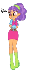 Size: 917x2175 | Tagged: safe, artist:gmaplay, derpibooru import, plaid stripes, equestria girls, the saddle row review, boots, braces, clothes, equestria girls-ified, female, high heel boots, midriff, shoes, simple background, skirt, solo, transparent background