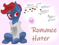 Size: 1252x964 | Tagged: safe, artist:superroblox00, derpibooru import, oc, oc:romancehater, unofficial characters only, bat pony, wingless bat pony, base used, bat pony oc, bat wings, clothes, digital art, hoodie, male, paint.net, signature, wingless, wings