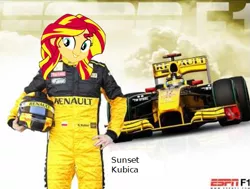 Size: 515x389 | Tagged: safe, derpibooru import, sunset shimmer, equestria girls, formula 1, renault, robert kubica, solo