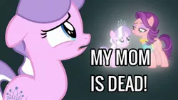 Size: 1366x768 | Tagged: crusaders of the lost mark, derpibooru import, diamond tiara, edit, edited screencap, female, frown, jewelry, mother and child, mother and daughter, sad, safe, screencap, singing, smiling, spoiled rich, the pony i want to be, tiara