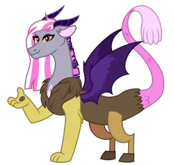 Size: 6600x6257 | Tagged: safe, artist:emeraldblast63, derpibooru import, oc, oc:pandora, unofficial characters only, draconequus, hybrid, pony, pandoraverse, interspecies offspring, offspring, parent:discord, parent:twilight sparkle, parents:discolight, simple background, solo, transparent background