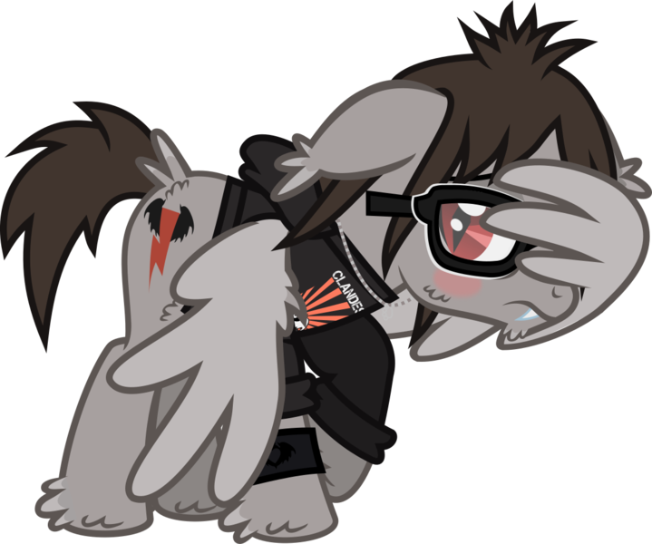 Size: 1221x1019 | Tagged: safe, artist:lightningbolt, derpibooru import, ponified, pegasus, pony, undead, vampire, vampony, .svg available, bags under eyes, blushing, butt fluff, cheek fluff, clandestine industries, clothes, covering, ear fluff, embarrassed, fangs, floppy ears, fluffy, glasses, hoodie, hoof fluff, jewelry, male, mikey way, my chemical romance, necklace, raised hoof, shy, simple background, slit eyes, solo, svg, tail feathers, transparent background, vector, wing hands, wings, wristband