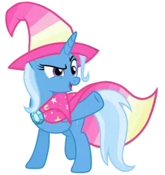 Size: 1600x1700 | Tagged: alternate version, artist:cloudyglow, cape, clothes, derpibooru import, edit, hat, lesbian pride flag, pride, pride flag, safe, simple background, solo, transparent background, trixie, trixie's cape, trixie's hat, vector