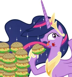 Size: 800x849 | Tagged: alicorn, artist:atariboy2600, burger, derpibooru import, eating, food, hay burger, herbivore, princess twilight 2.0, safe, the last problem, twilight burgkle, twilight sparkle, twilight sparkle (alicorn)