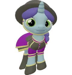 Size: 693x720 | Tagged: safe, artist:topsangtheman, derpibooru import, spring rain, pony, unicorn, 3d, clothes, hat, looking at you, simple background, solo, source filmmaker, transparent background, uniform