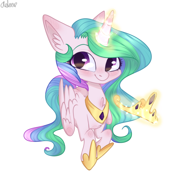 Size: 1000x1000 | Tagged: safe, artist:citrus-flamingo, derpibooru import, princess celestia, alicorn, pony, chest fluff, crown, cute, cutelestia, ear fluff, female, jewelry, magic, mare, prone, regalia, simple background, solo, telekinesis, transparent background