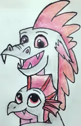 Size: 1815x2820 | Tagged: artist:melisareb, baby, baby dragon, baby sparks, brothers, cute, dawwww, derpibooru import, dragon, fizzabetes, fizzle, headcanon, male, safe, siblings, sweet and smoky, teeth, traditional art