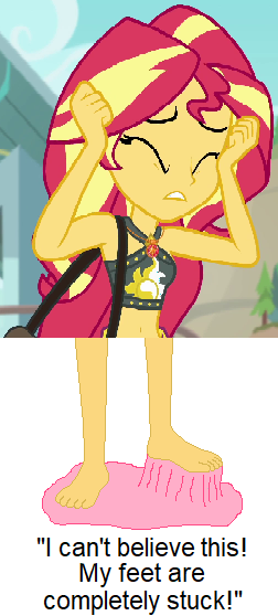 Size: 252x558 | Tagged: safe, artist:chipmunkraccoonoz, derpibooru import, sunset shimmer, equestria girls, equestria girls series, forgotten friendship, feet, female, fetish, foot fetish, solo, stuck, wat