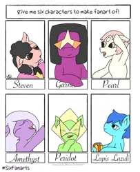 Size: 2026x2495 | Tagged: safe, artist:snow quill, derpibooru import, ponified, pony, six fanarts, amethyst (steven universe), crossover, garnet (steven universe), lapis lazuli (steven universe), pearl (steven universe), peridot (steven universe), steven quartz universe, steven universe