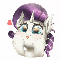 Size: 1900x1900 | Tagged: safe, artist:phoenixrk49, derpibooru import, rarity, pony, unicorn, :p, bust, cute, ear fluff, female, heart, leg fluff, mare, portrait, raribetes, silly, silly pony, simple background, solo, tongue out, white background