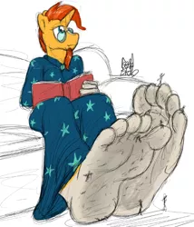 Size: 514x600 | Tagged: suggestive, artist:fetishsketches, derpibooru import, sunburst, anthro, plantigrade anthro, pony, barefoot, book, clothes, commission, doodle, feet, fetish, foot fetish, giant anthro, giant pony, giant sunburst, giant unicorn, giant/tiny, glasses, macro, male, male feet, micro, robe, soles, sunburst's glasses, sunburst's robe, toes