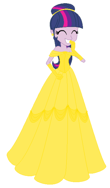 Size: 373x635 | Tagged: safe, artist:allegro15, artist:selenaede, derpibooru import, twilight sparkle, twilight sparkle (alicorn), alicorn, equestria girls, alternate hairstyle, base used, beauty and the beast, belle, clothes, crossover, disney, disney princess, dress, gloves, gown, princess belle, simple background, solo, transparent background