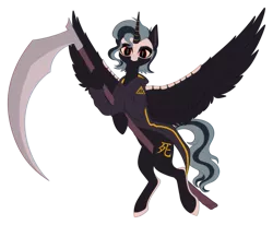 Size: 3202x2642 | Tagged: safe, artist:spirit-1, derpibooru import, ponified, pegasus, pony, grim reaper, high res, scythe, simple background, solo, transparent background