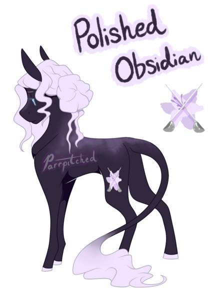 Size: 1352x1850 | Tagged: safe, artist:parrpitched, deleted from derpibooru, derpibooru import, oc, oc:polished obsidian, earth pony, pony, female, magical lesbian spawn, mare, offspring, parent:rarity, parent:tempest shadow, parents:tempity, simple background, solo, transparent background