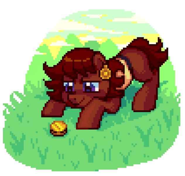 Size: 638x606 | Tagged: artist:hikkage, bit, coin, colt quest, crouching, derpibooru import, eyes on the prize, oc, oc:ruby rouge, pixel art, safe, simple background, solo, tack, unofficial characters only, white background