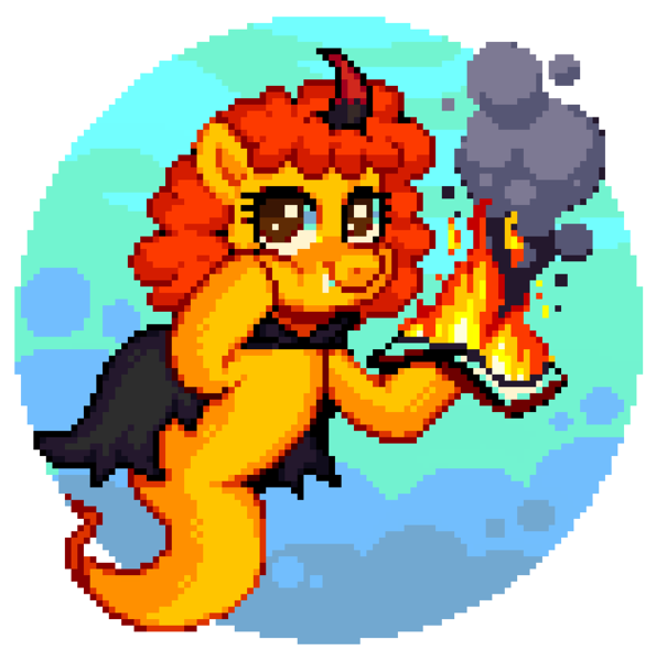 Size: 637x632 | Tagged: colt quest, demon, demon pony, derpibooru import, fire, freedom, oc, oc:pipadeaxkor, original species, pixel art, safe, simple background, unofficial characters only, white background