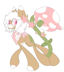 Size: 1801x2023 | Tagged: safe, artist:pennydropshop, derpibooru import, oc, oc:bloom, oc:blossom, monster pony, original species, piranha plant pony, plant pony, augmented tail, female, flower, flower in hair, neckerchief, plant, simple background, tongue out, transparent background