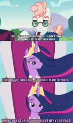 Size: 1280x2160 | Tagged: safe, derpibooru import, edit, edited screencap, editor:jaredking203, screencap, princess twilight 2.0, svengallop, twilight sparkle, twilight sparkle (alicorn), alicorn, earth pony, pony, the last problem, the mane attraction, caption, crown, duo, female, image macro, jewelry, male, mare, meme, older, older twilight, older twilight sparkle (alicorn), regalia, stallion, text