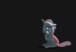 Size: 7320x5031 | Tagged: absurd resolution, anonymous artist, black background, changedling, changeling, crying, derpibooru import, female, lidded eyes, lighting, ocellus, sad, safe, simple background, sitting, solo, vent art