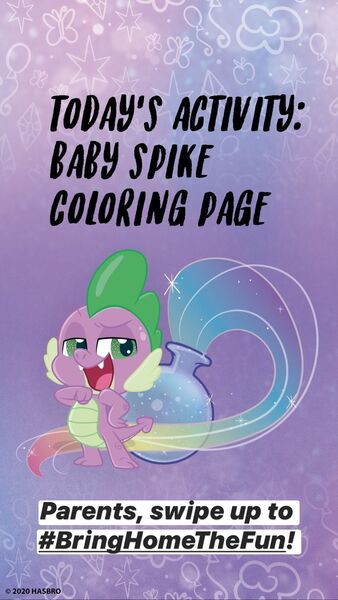 Size: 1080x1920 | Tagged: safe, derpibooru import, official, spike, my little pony: pony life, bringhomethefun, coronavirus, covid-19, instagram story, solo, text