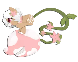 Size: 1280x1024 | Tagged: artist:solnashko, augmented tail, derpibooru import, female, flower, flower in hair, leapfrog, monster pony, neckerchief, oc, oc:bloom, oc:blossom, original species, piranha plant pony, plant, plant pony, safe, sharp teeth, simple background, smiling, teeth, transparent background, unofficial characters only