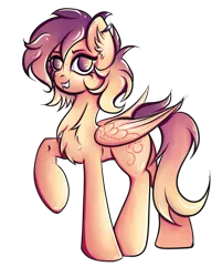 Size: 3383x4203 | Tagged: safe, artist:coco-drillo, derpibooru import, oc, oc:sunrise skies, unofficial characters only, pegasus, pony, chest fluff, colourful, commission, ear fluff, ear piercing, earring, eyebrows, jewelry, markings, messy mane, pegasus oc, piercing, sharp teeth, simple background, solo, standing, teeth, transparent background, wings