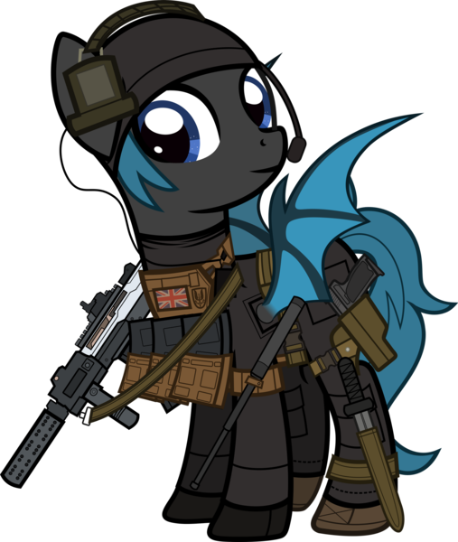 Size: 1920x2271 | Tagged: safe, artist:n0kkun, derpibooru import, oc, oc:starkiller shadow, unofficial characters only, bat pony, pony, armor, assault rifle, bat pony oc, bat wings, baton, beanie, belt, boots, clothes, commission, female, flag, gloves, gun, handgun, hat, headset, holster, knife, mare, p226, pants, pistol, pouch, rifle, shoes, simple background, solo, spy suit, transparent background, weapon, wings