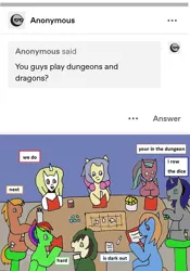 Size: 758x1084 | Tagged: safe, artist:ask-luciavampire, derpibooru import, oc, earth pony, pegasus, pony, unicorn, vampire, vampony, tumblr:ask-the-pony-gamers, ask, dungeons and dragons, game, grammar error, pen and paper rpg, rpg, tumblr