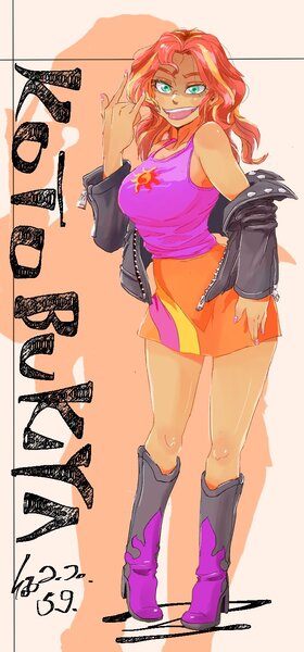 Size: 700x1500 | Tagged: safe, artist:sozglitch, derpibooru import, kotobukiya, sunset shimmer, equestria girls, breasts, busty sunset shimmer, kotobukiya sunset shimmer, looking at you, solo