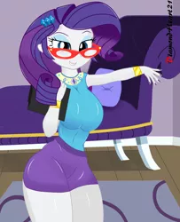 Size: 5200x6400 | Tagged: suggestive, artist:diamondheart21, derpibooru import, rarity, human, equestria girls, equestria girls series, breasts, busty rarity, female, females only, geode of shielding, magical geodes, rarity's glasses, stupid sexy rarity, thighs