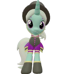 Size: 654x720 | Tagged: safe, artist:topsangtheman, derpibooru import, cornetta, pony, unicorn, 3d, clothes, hat, looking at you, simple background, solo, source filmmaker, staring into your soul, transparent background, uniform