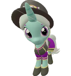 Size: 666x720 | Tagged: safe, artist:topsangtheman, derpibooru import, cornetta, pony, unicorn, 3d, clothes, hat, looking at you, simple background, solo, source filmmaker, transparent background, uniform