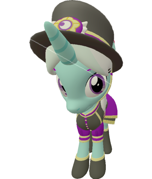 Size: 612x720 | Tagged: safe, artist:topsangtheman, derpibooru import, cornetta, pony, unicorn, 3d, clothes, hat, looking at you, simple background, solo, source filmmaker, transparent background, uniform