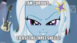 Size: 888x499 | Tagged: safe, derpibooru import, edit, edited screencap, screencap, trixie, equestria girls, guitar centered, rainbow rocks, caption, demolition man, image macro, meme, reference, text, trixie yells at everything