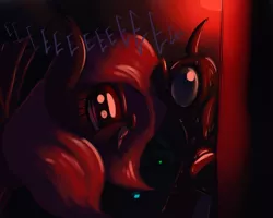 Size: 2500x2000 | Tagged: safe, artist:t72b, derpibooru import, bat pony, changeling, pony, behaving like a bat, bipedal, dark, dilated pupils, eeee, eyes on the prize, fangs, female, frown, grin, mare, nervous, scared, smiling, squee, sweat, up against the wall, wavy mouth