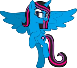 Size: 4486x4000 | Tagged: safe, artist:melisareb, derpibooru import, oc, oc:galaxy glimmer, unofficial characters only, alicorn, pony, absurd resolution, female, flying, glasses, inkscape, mare, simple background, solo, transparent background, vector, wings