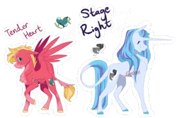 Size: 3000x2000 | Tagged: safe, artist:parrpitched, deleted from derpibooru, derpibooru import, oc, oc:stage right, oc:tender heart, unofficial characters only, pegasus, pony, unicorn, female, magical lesbian spawn, mare, offspring, parent:fluttershy, parent:rarity, parent:tempest shadow, parent:vinyl scratch, parents:rariscratch, parents:tempestshy, simple background, transparent background